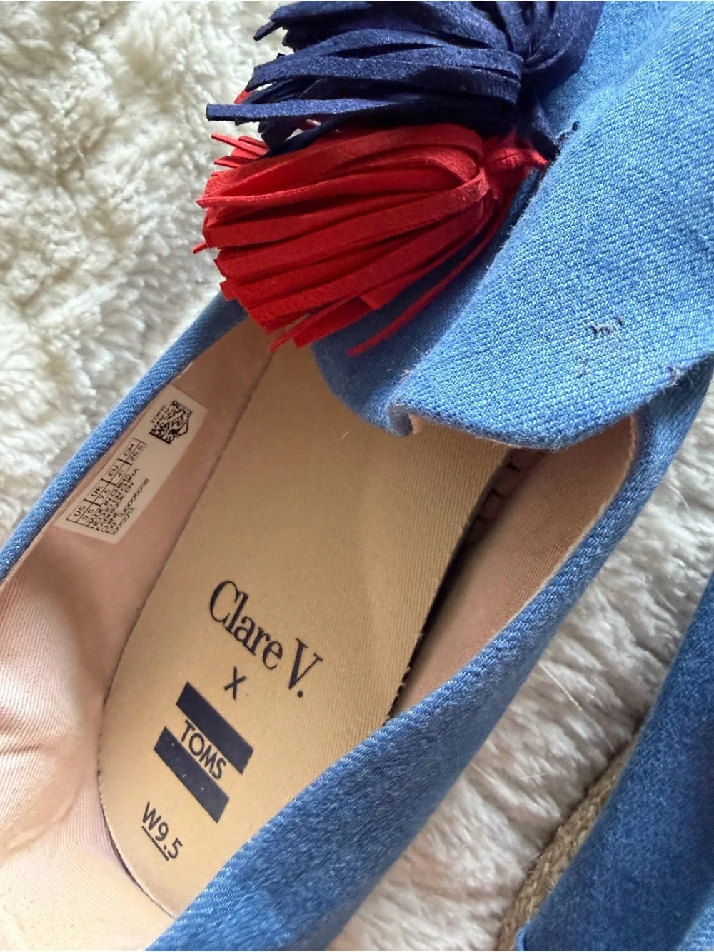 Tom’s x Clare V. Blue Espadrille Tassel Slip-On Shoes